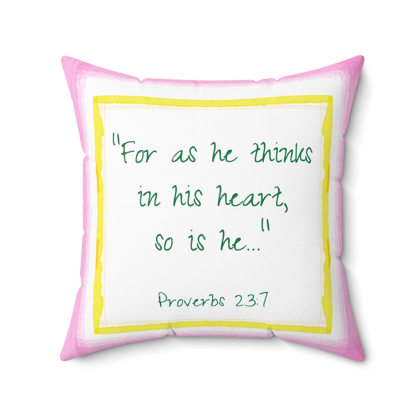 Kitty Fun Polyester Square Pillow "For as he thinks..."
