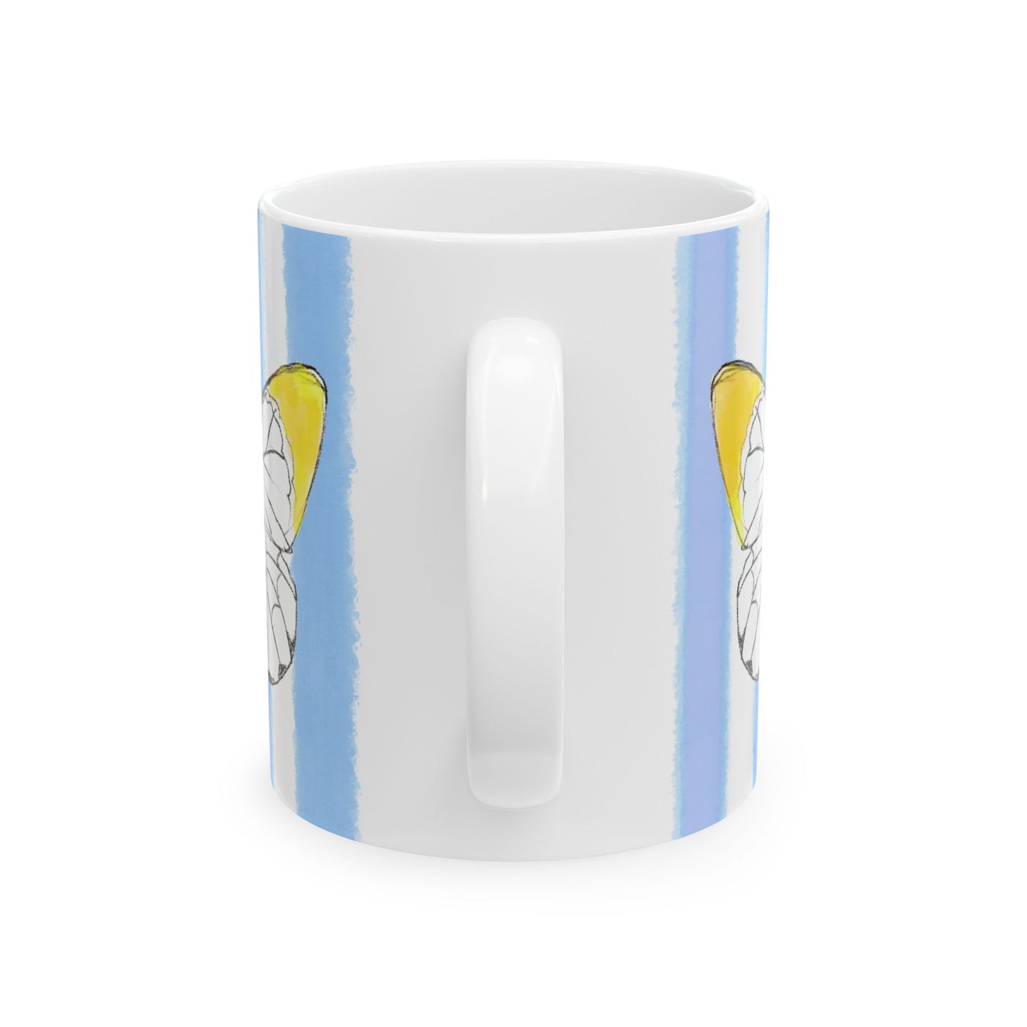 Butterfly Chroma Ceramic Mug in Yellow with Periwinkle Blue Stripes