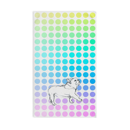 Dogi Fun Hand Towel, French Bulldog with Multi-Color Polka Dots
