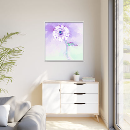 Zinnia Color Splash Matte Canvas Light Purple Framed