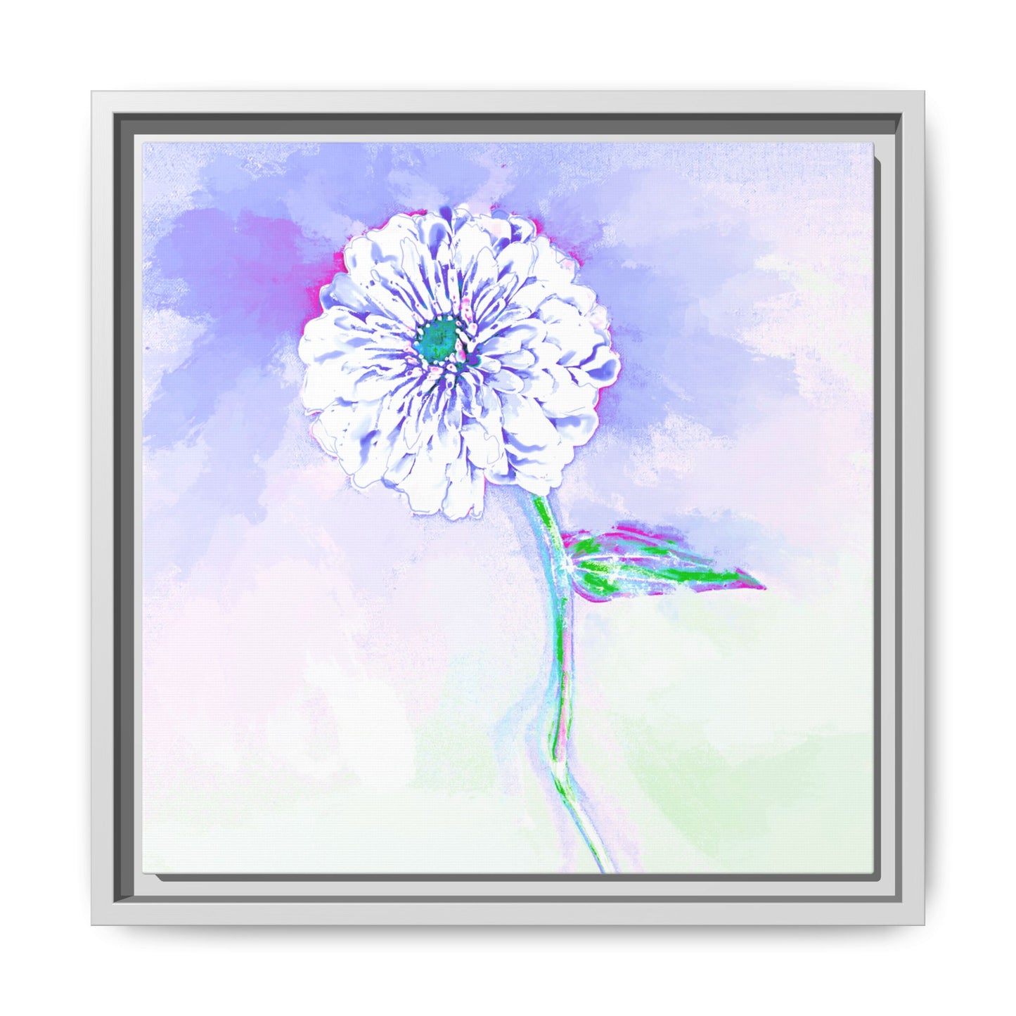 Zinnia Color Splash Matte Canvas Periwinkle Framed
