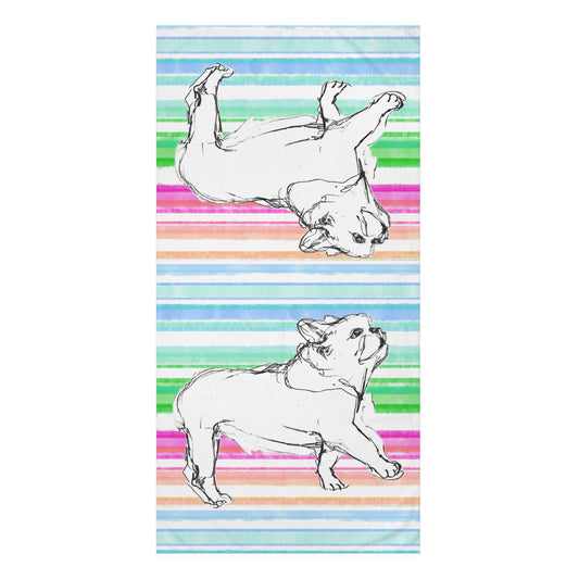 Dogi Fun, Bulldog with stripe Mink-Cotton Towel