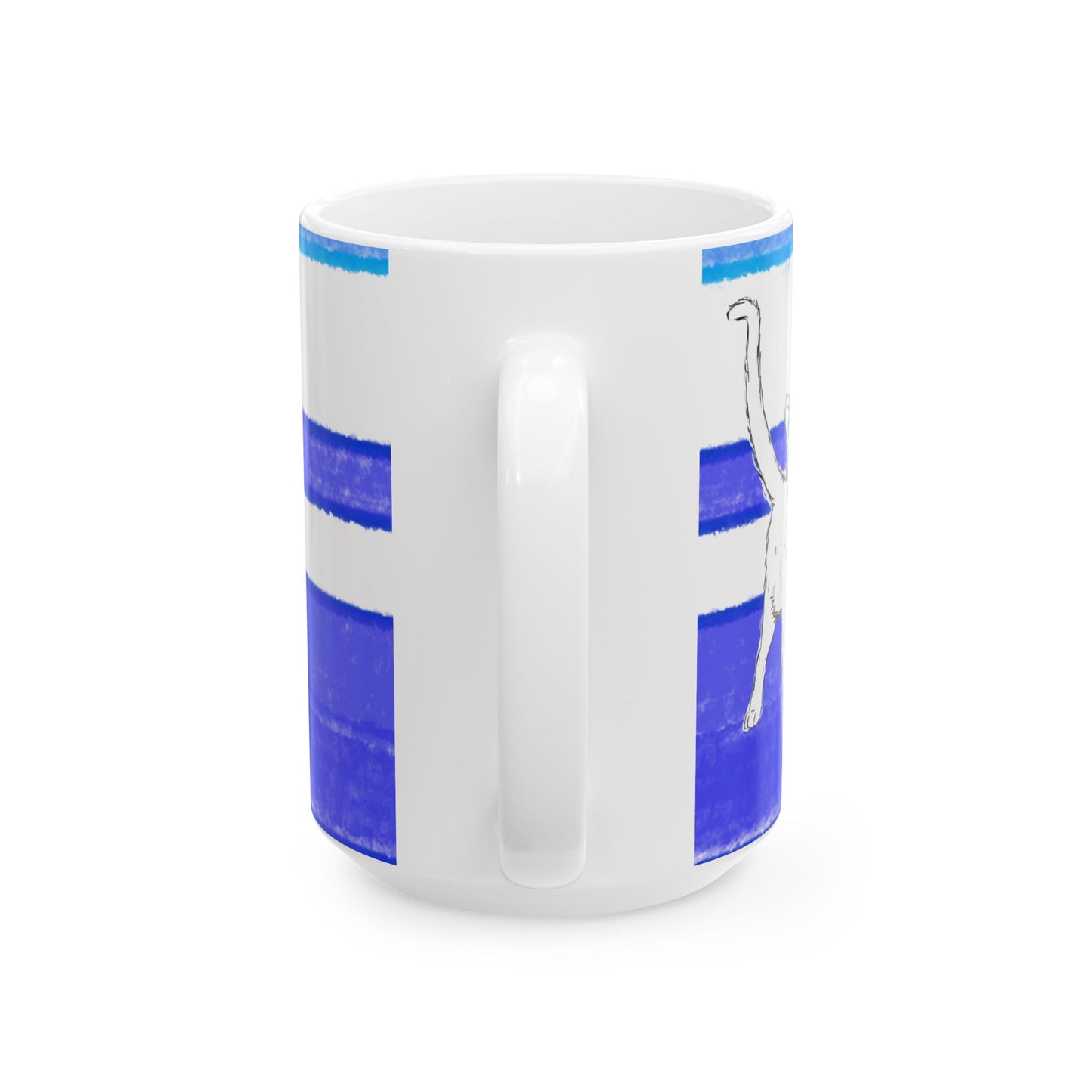 Mega Stripe Kitty Butterfly Flutter Ceramic Mug  Ultramarine