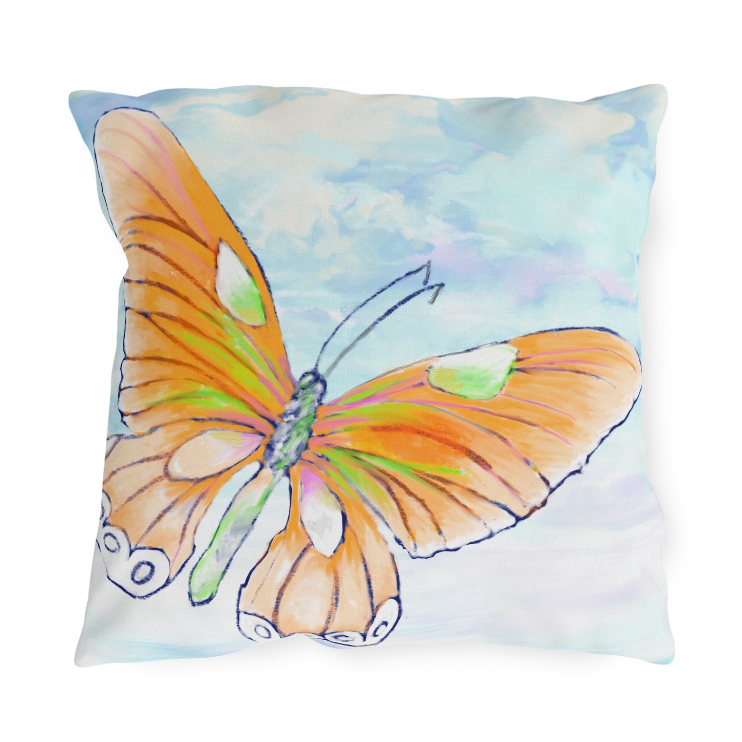 Outdoor Pillows Butterfly Orange & Lavender