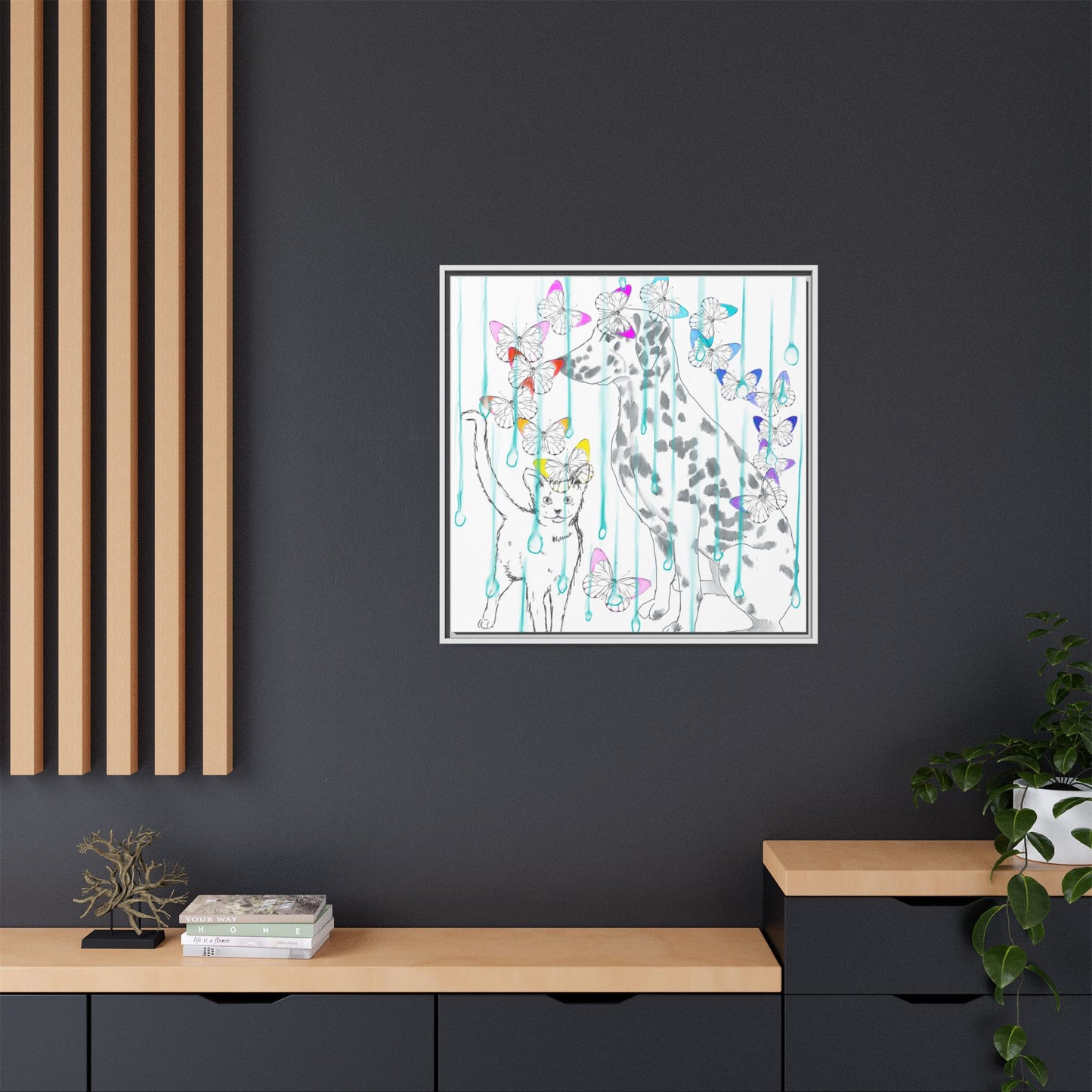 Butterfly Chroma Rain and Shine Matte Canvas, Framed (White)