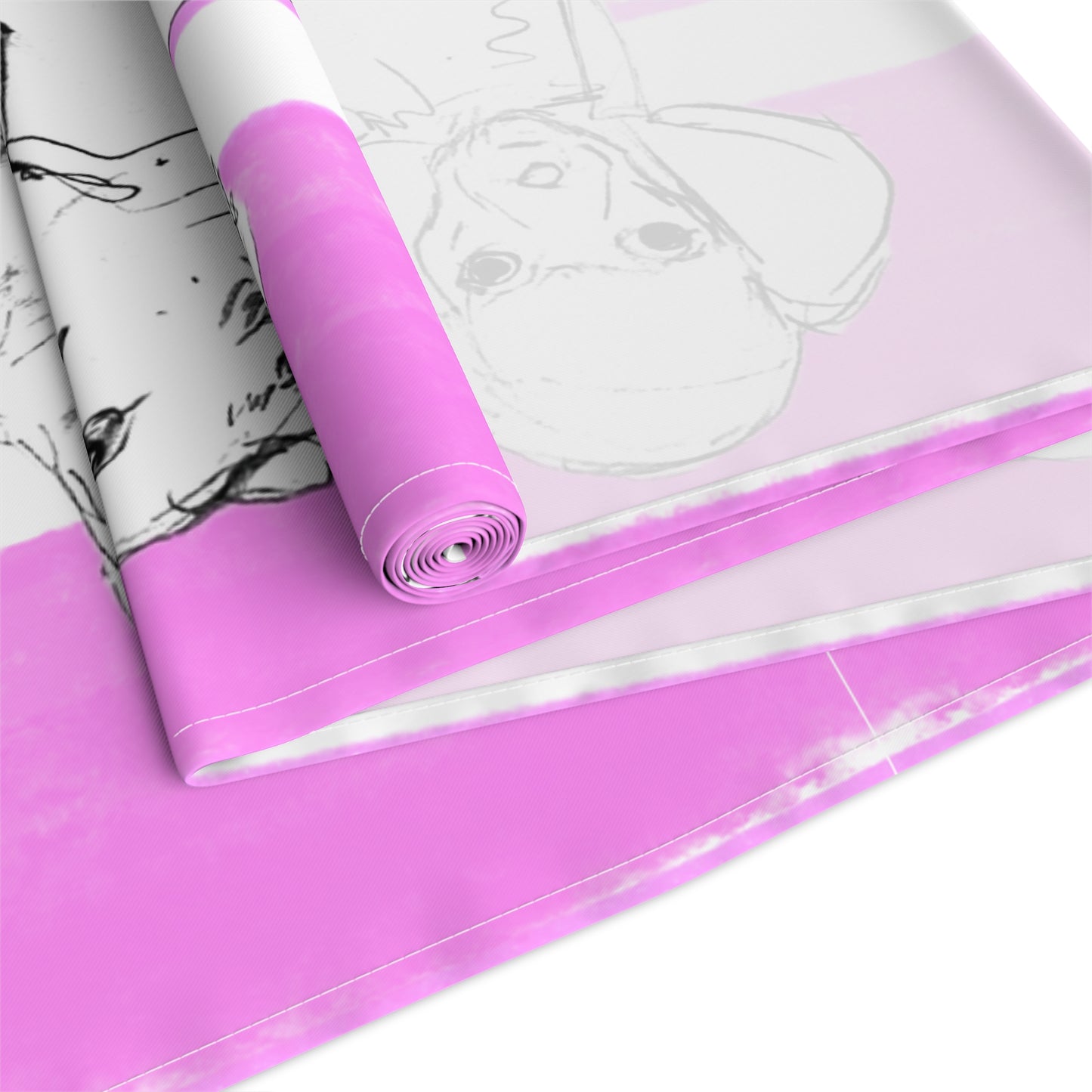 Dogi Butterfly Flutter Table Runner , 16" x 90", Cotton Creamy White Background OR Poly Bright White Background), Pinks