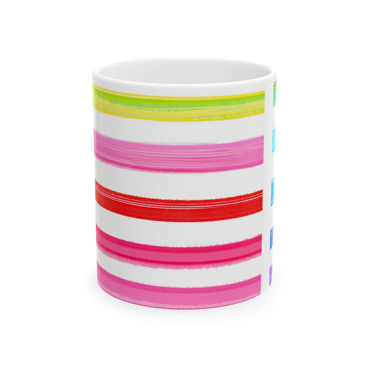 Mugs Watercolor Stripes Crayon Box Ceramic  Multi-color