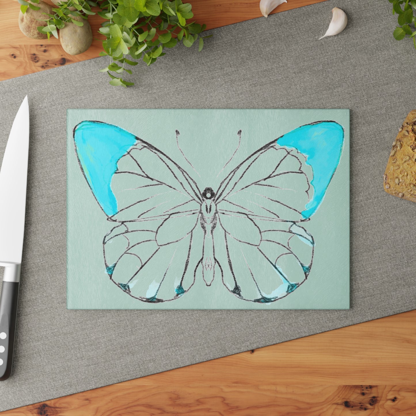 Chroma Glass Cutting Board Aqua