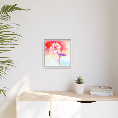 Zinnia Color Splash Matte Canvas Red Framed