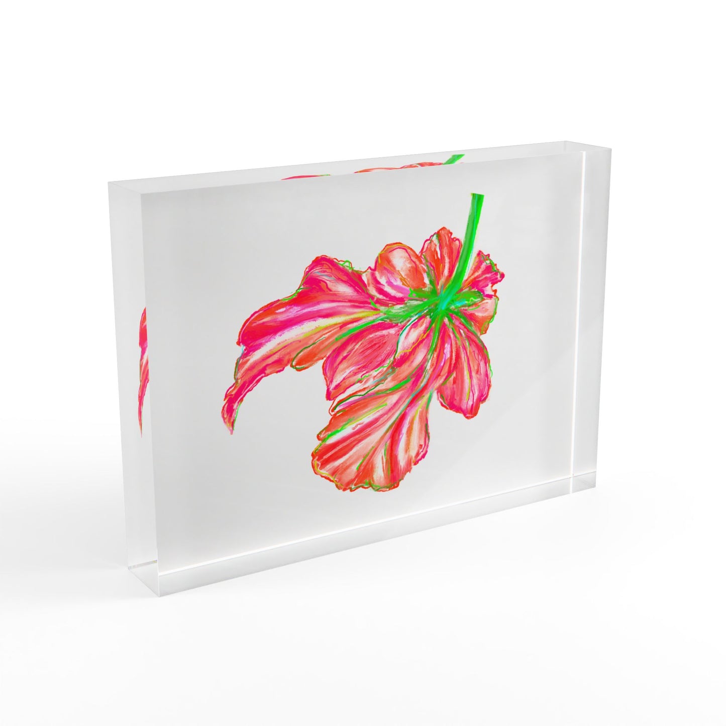 Dancing Tulips Acrylic Art Block Red Orange