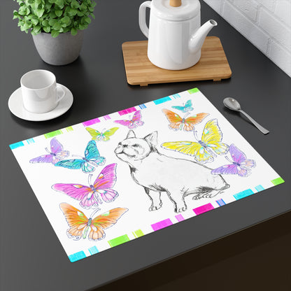 Dogi Butterfly Flutter Cotton Twill Placemat, Bulldog #1