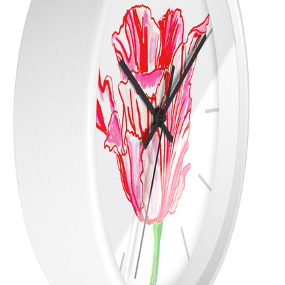 Tulip Love Wall Clock Red Tulip