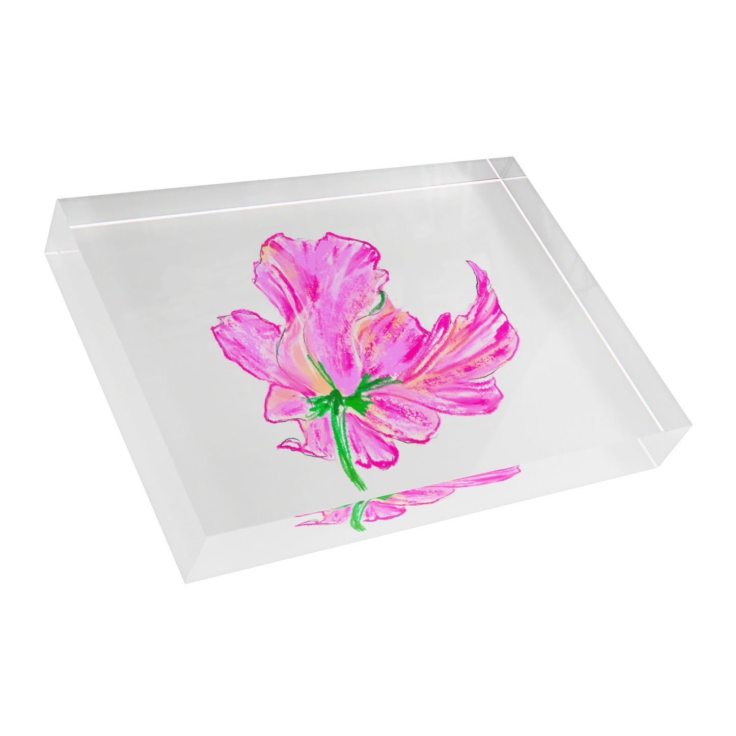 Dancing Tulips Acrylic Art Block Raspberry Pink