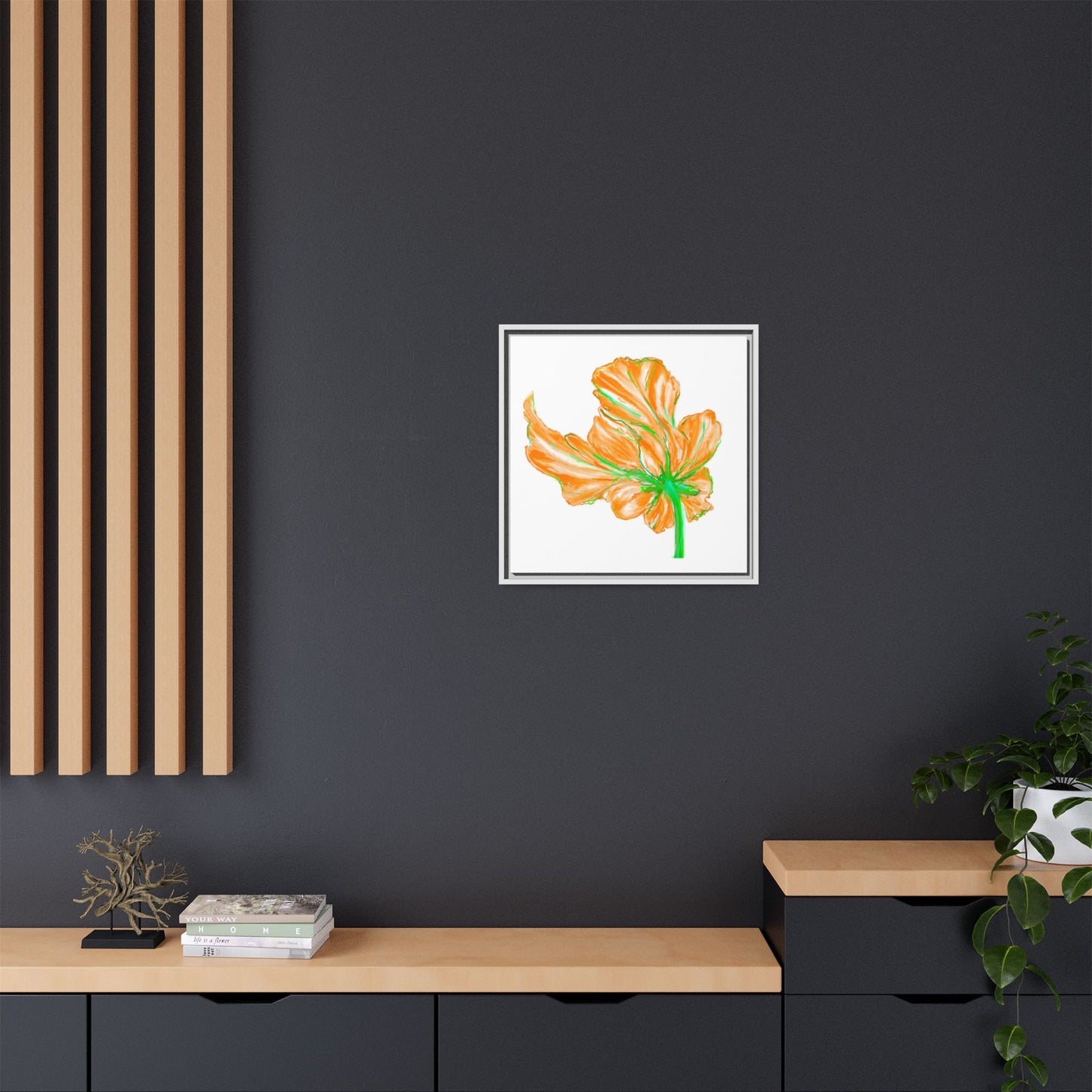 Dancing Tulips Matte Canvas, Framed (Multi-color) Orange
