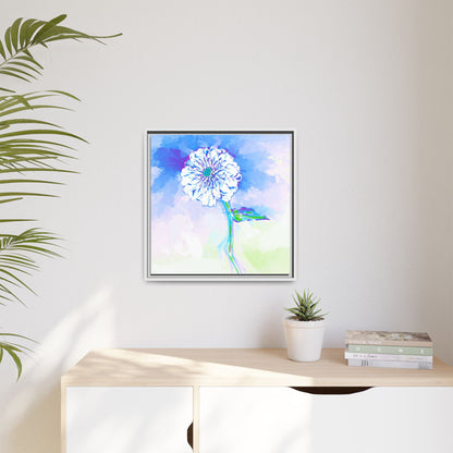 Zinnia Color Splash Matte Canvas Ultramarine Framed