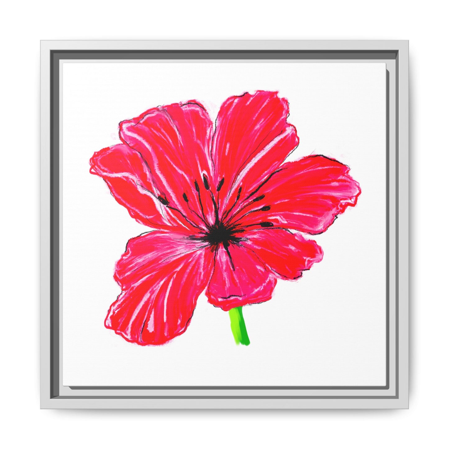 Dancing Tulips Matte Canvas, Framed  Red