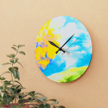 Joyful Landscapes  Wall Clock, Aqua Skies