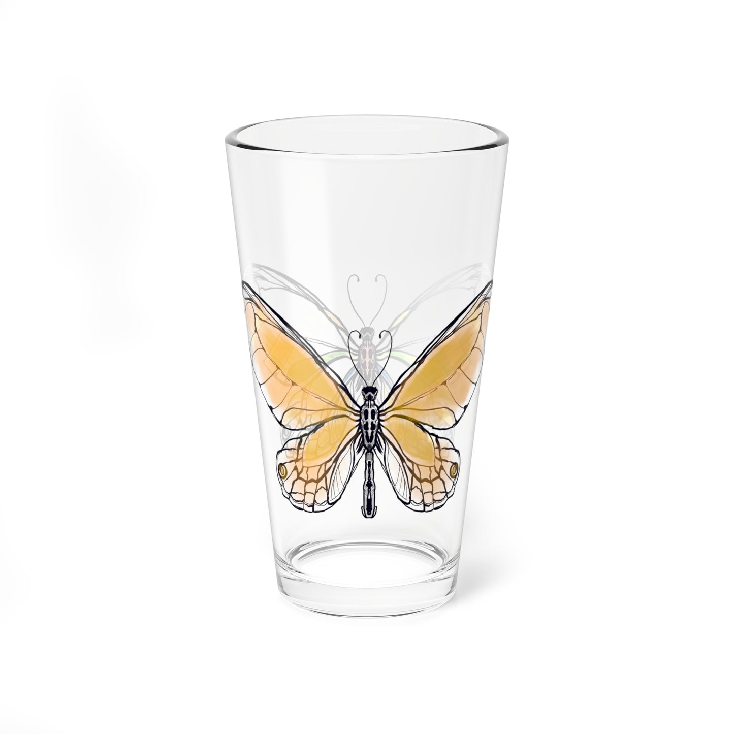 Mixing Glass, 16oz Butterfly Colorful Watercolor