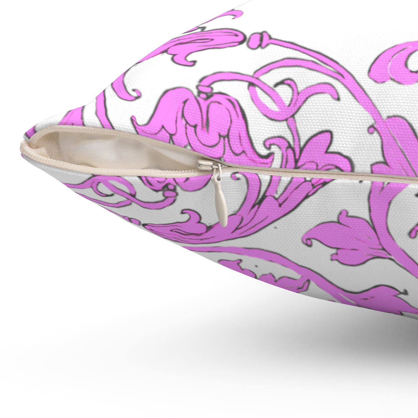 Scrollwork Polyester Square Pillow "A cheerful heart..."