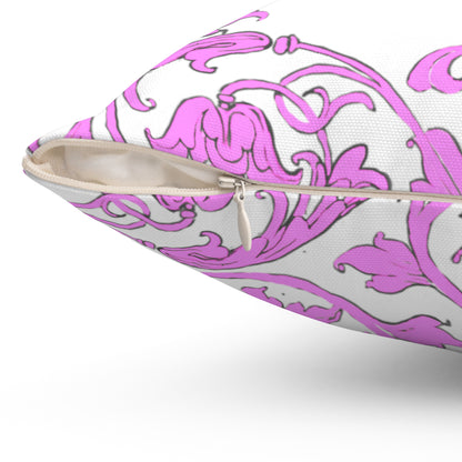 Scrollwork Polyester Square Pillow "A cheerful heart..."