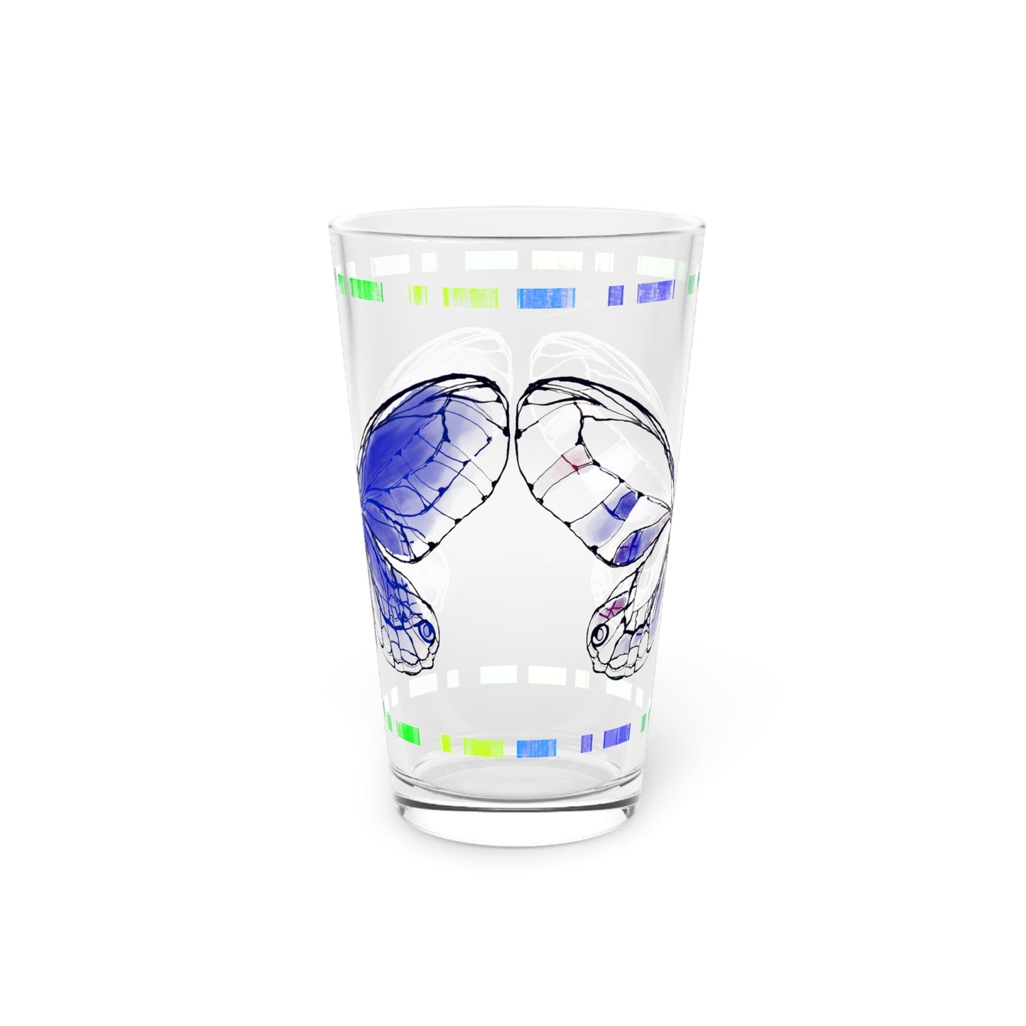 Butterfly FlutterStripe Pint Glass In Navy, 16oz