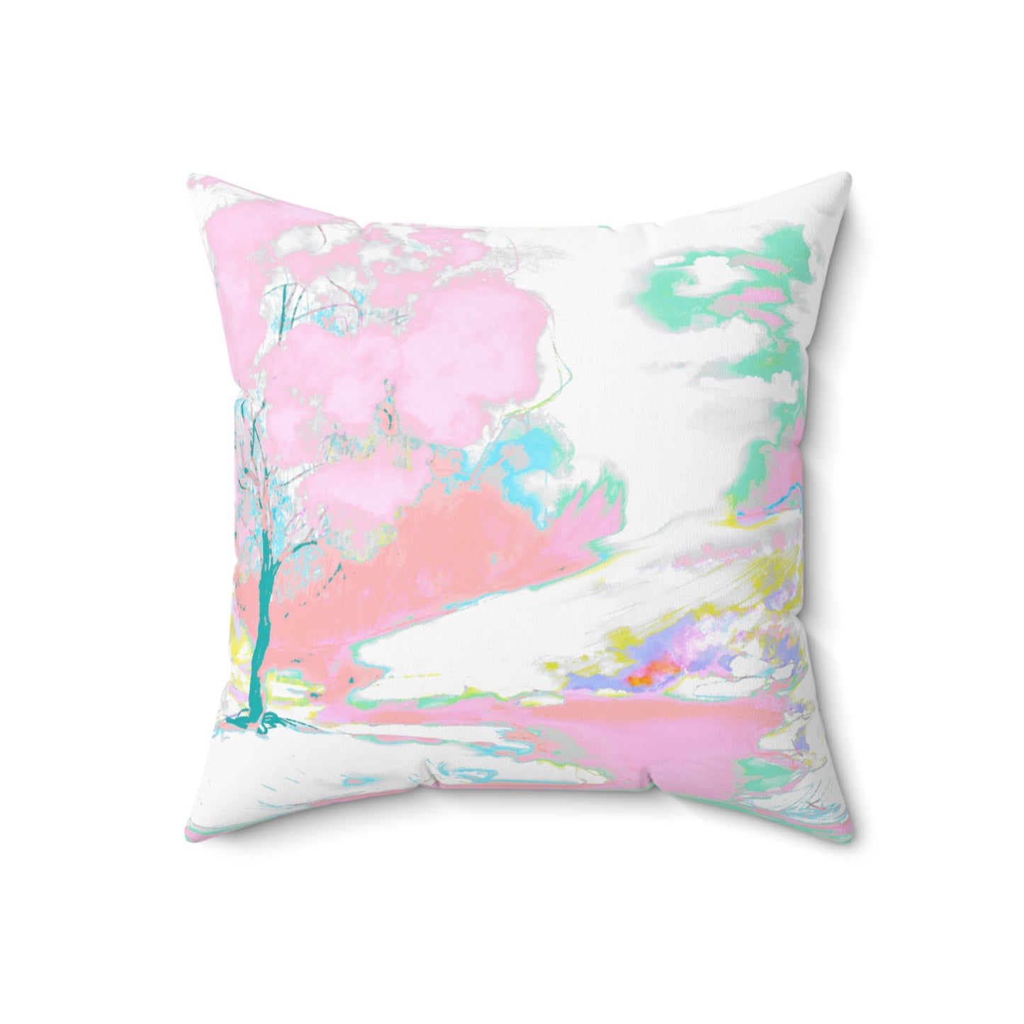Pillows Spun Polyester Square Serene Watercolor Landscape