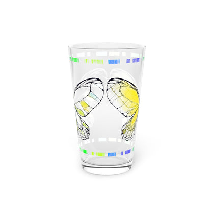 Butterfly Flutterstripe Pint Glass In Yellow, 16oz