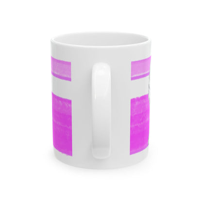 Mega Stripe Dogi Butterfly Flutter Ceramic Mug, (11oz, 15oz),  Purplish Pink Cocker Spaniel