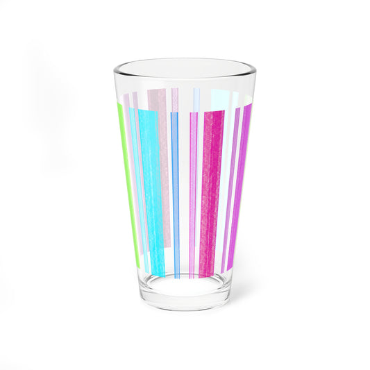 Mixing Glass, 16oz Pink & Green & Aqua Watercolor Stripes