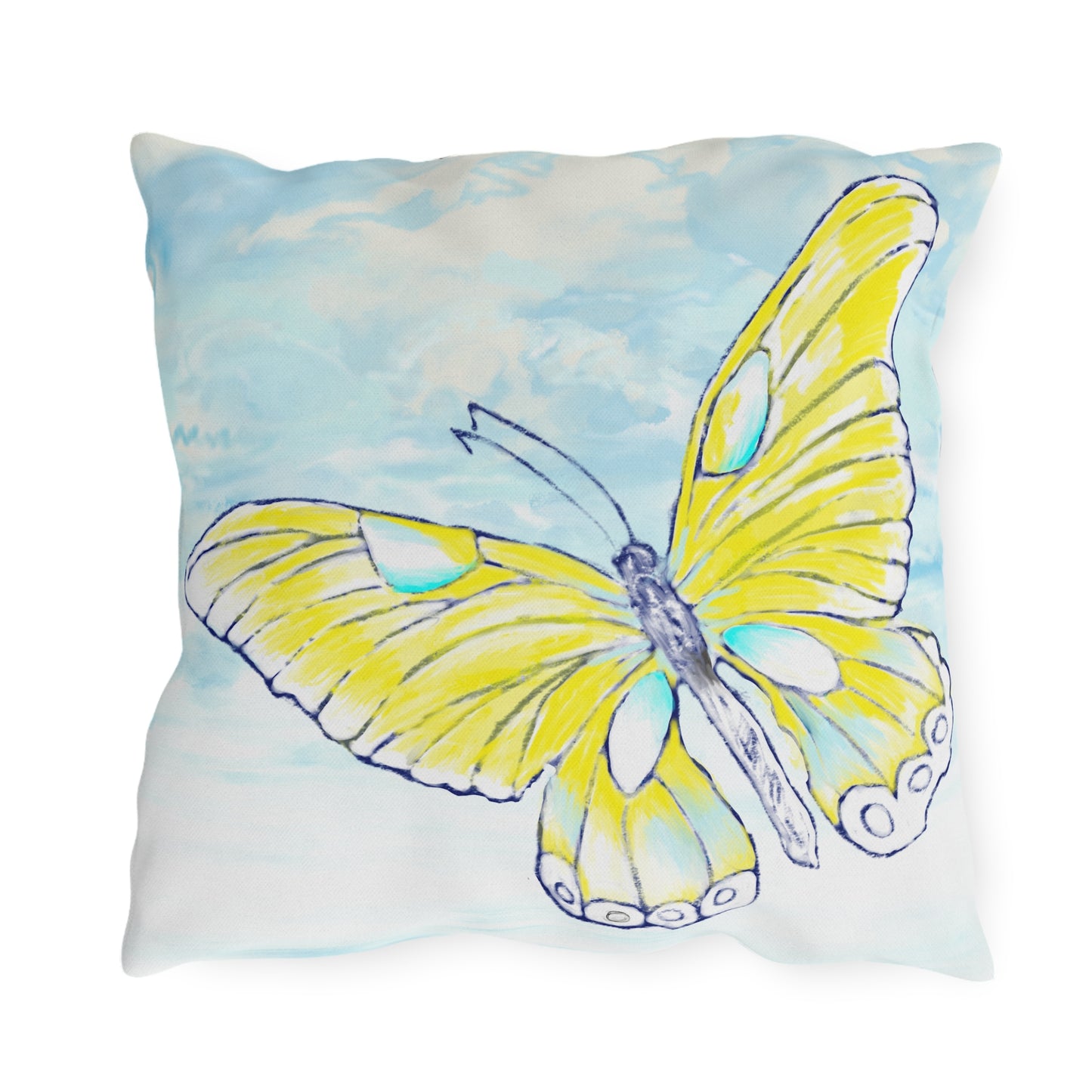 Outdoor Pillows Butterfly Yellow