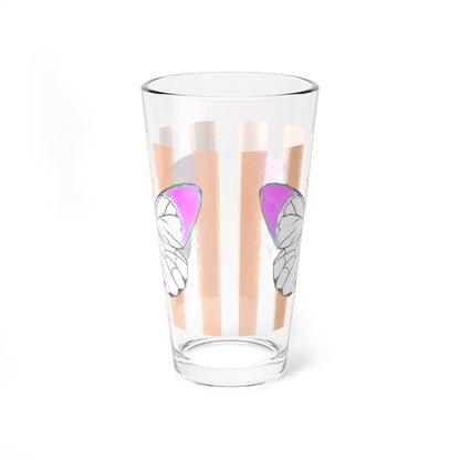 Pint Glass, 16oz Watercolor Stripes & Butterflies