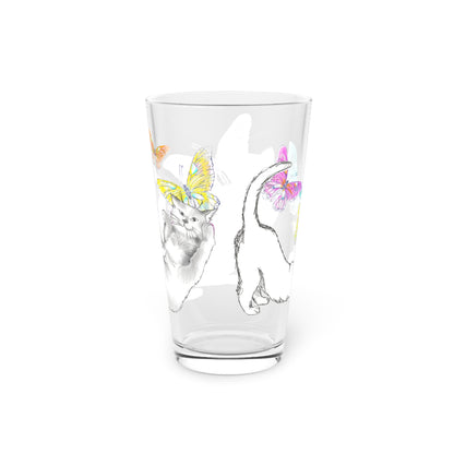 Kitty Flutter Pint Glass 16oz