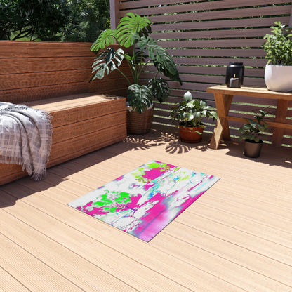 Inspirational Landscapes Indoor/Outdoor Rug, Life needs purpose," Raspberry and Green,  Non-Slip