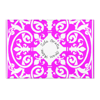 Scrollwork Indoor/Outdoor Rug Raspberry "Sola Gratia..."