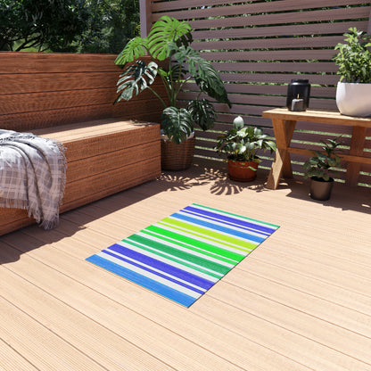 Butterfly Flutterstripe Outdoor Rug Blues and Greens