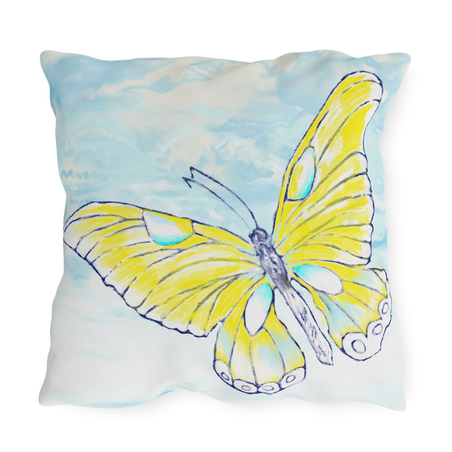 Outdoor Pillows Butterfly Yellow