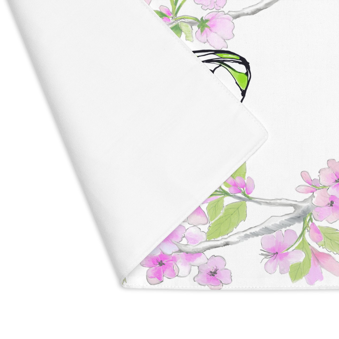 Butterfly Blossom Romp Cotton Twill Placemat, 1pc .Medium Green #7 Left side of table