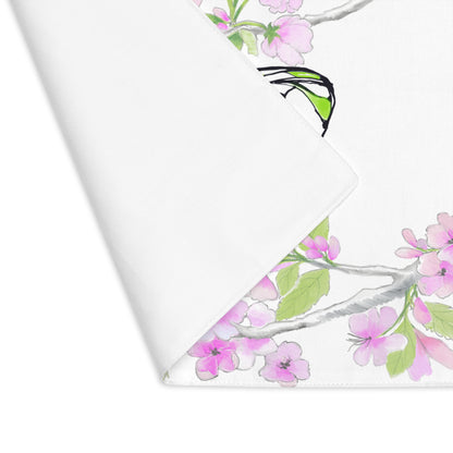 Butterfly Blossom Romp Cotton Twill Placemat, 1pc .Medium Green #7 Left side of table