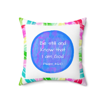 Mega Dot Polyester Square Pillow Be still and know that I am God Birds