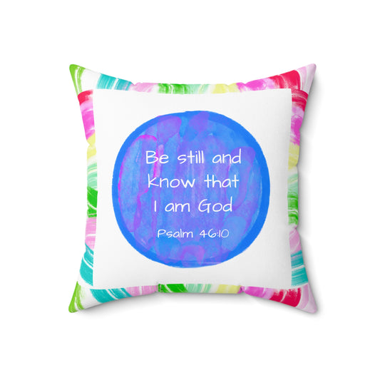 Mega Dot Polyester Square Pillow Be still and know that I am God Birds