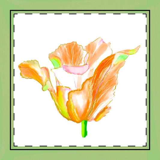 Tulip Love Poly Twill Napkin, Spring Green border