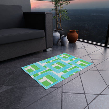 Indoor/Outdoor Rug Color Blocks Green & Aqua