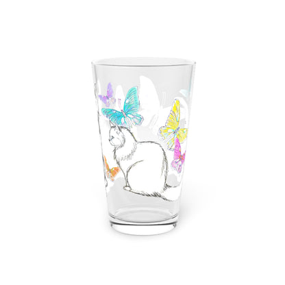 Kitty Flutter Pint Glass, 16oz