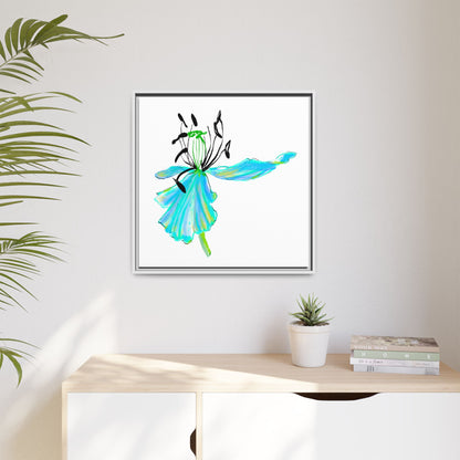 Dancing Tulips Matte Canvas, Framed Aqua
