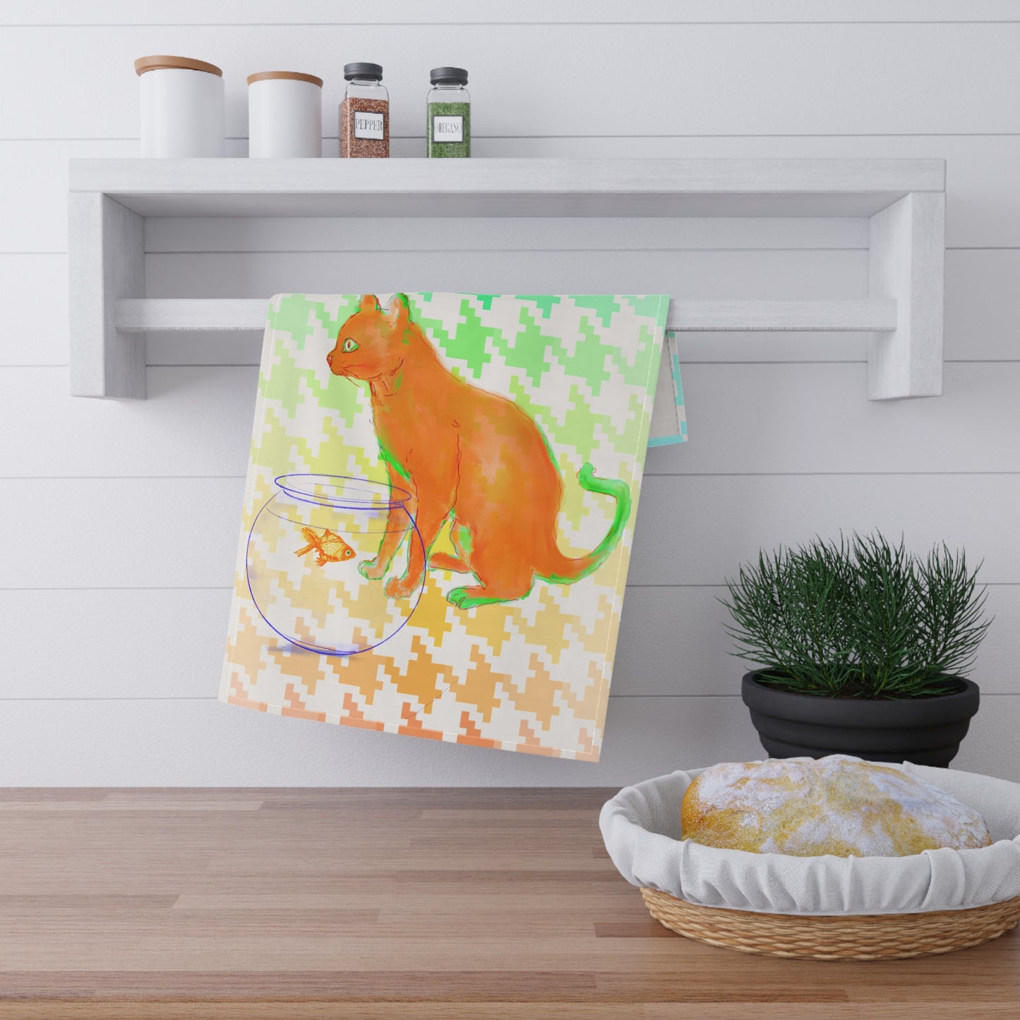 Colorful Cat Tea Towel