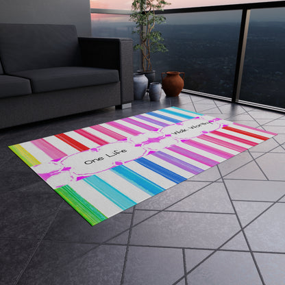 Watercolor Stripes Indoor/Outdoor Rug "One life, walk worthy"