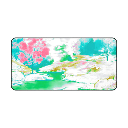 Joyful Landscapes Desk Mat, Aqua, Green, Raspberry