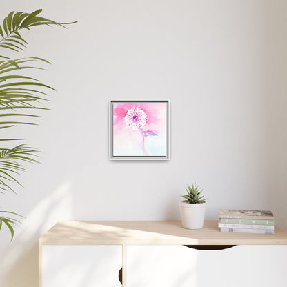 Zinnia Color Splash Matte Canvas Light Pink Framed