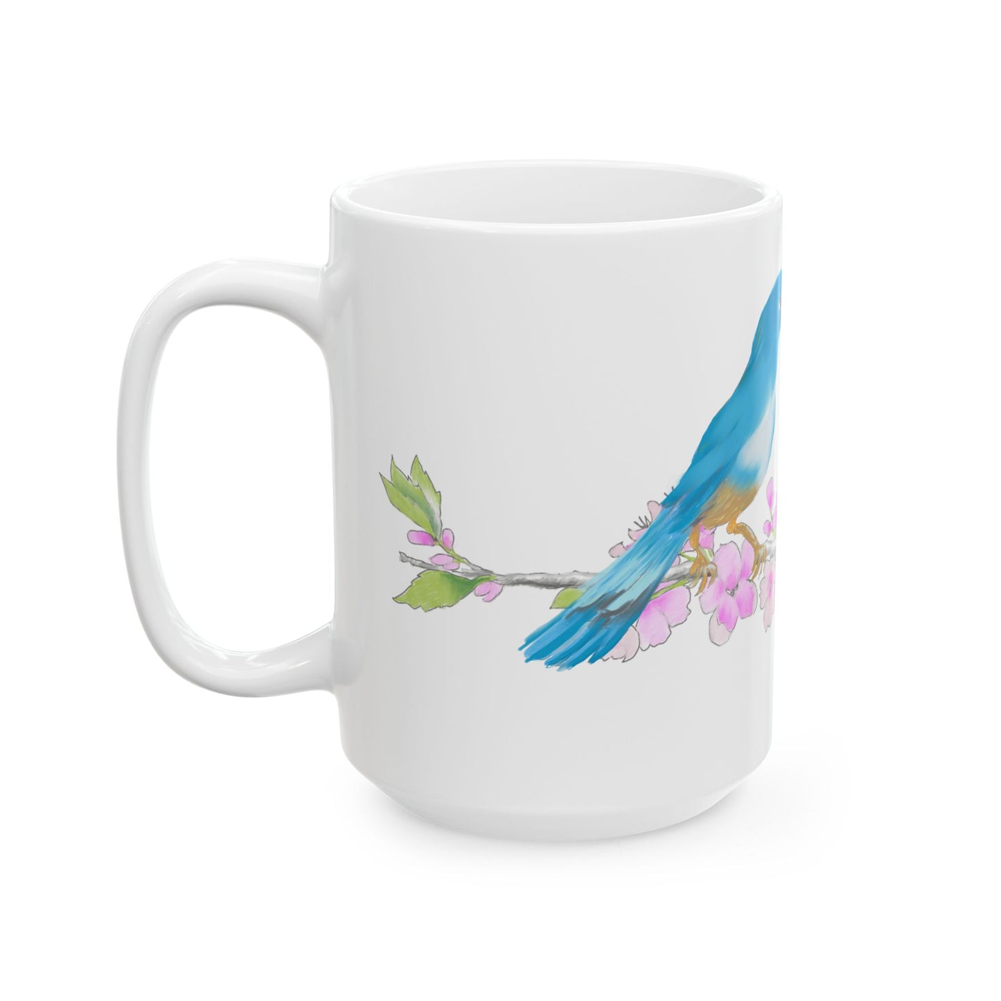 Jolly Birds Ceramic Mug, (11oz, 15oz) Blue