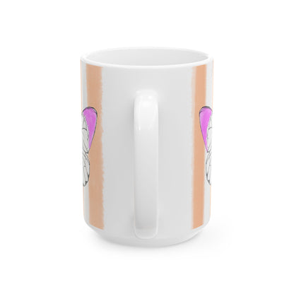 Butterfly Chroma Ceramic Mug in Lavender with Orange Stripes, 11oz